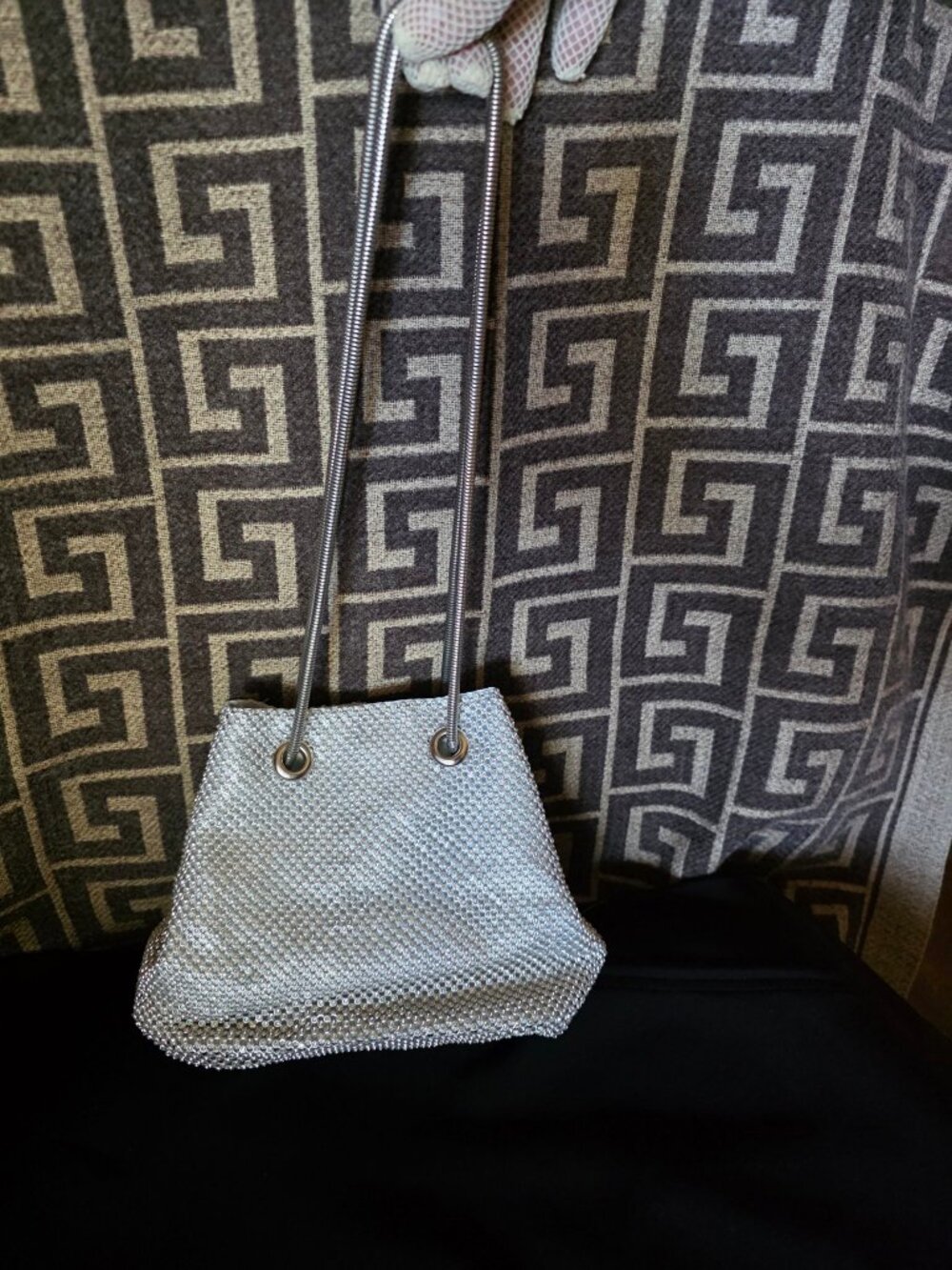 Silver Rhinestone Covered Fashion Purse